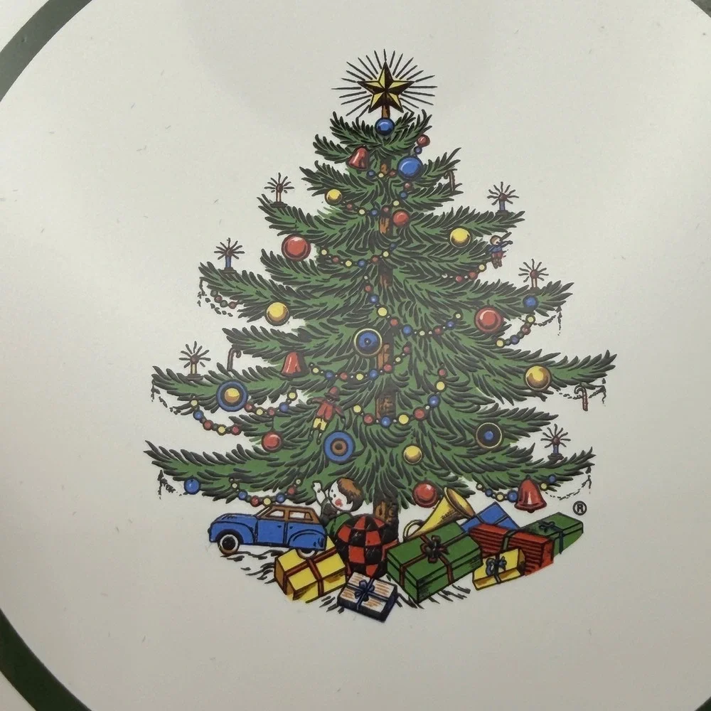 Cuthbertson Christmas Tree Trivet Set 4 6in White Green Vintage England Tile‎